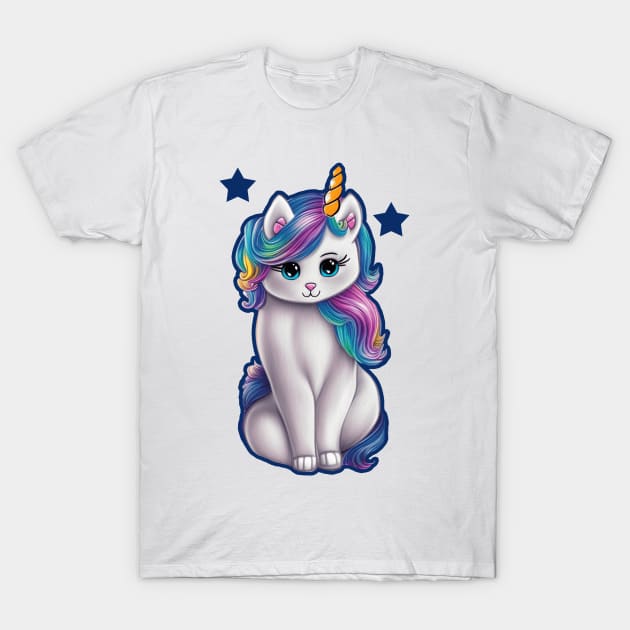 Cute Kawaii Unicorn Cat T-Shirt by CBV